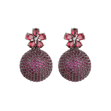 Roseate Euphoria Hot Pink AD Diamond Dangler Earrings