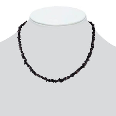 "Midnight Elegance" Authentic Natural Black Onyx Gemstone Necklace for Women - Chip Cut Beads