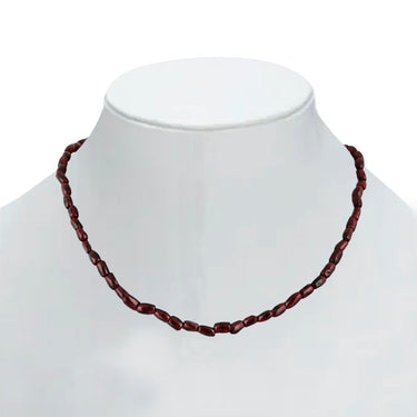 Crimson Embrace Natural Garnet Oval Gemstone Necklace