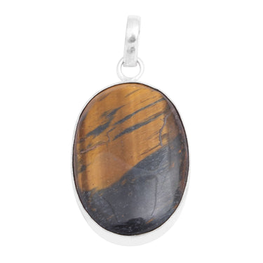 Glow with Confidence Natural Tiger Eye Gemstone Silver Pendant – Oval