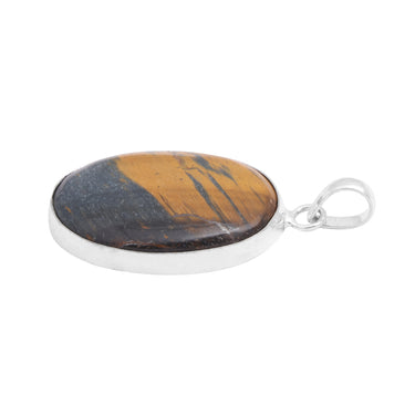 Glow with Confidence Natural Tiger Eye Gemstone Silver Pendant – Oval