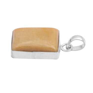 Crafted Brilliance Authentic Natural Yellow Jasper Gemstone Pendant for Women I Rectangular Stone.