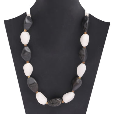 Harmony Noir & Blanc Authentic Natural Black Agate Gemstone Necklace