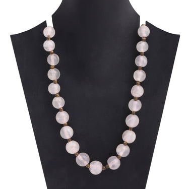 "Rosy Serenity" Authentic Natural Rose Quartz Gemstone Necklace for Women - Round Beads