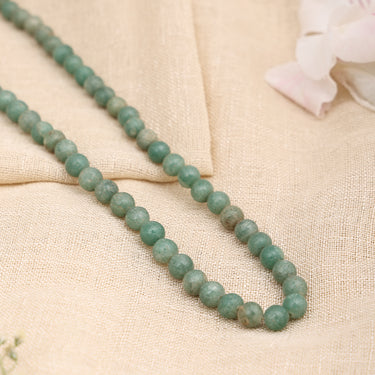 SereneAura Authentic Natural Green Jade gemstone Necklace for Women I Round beads