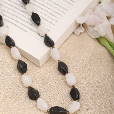 Harmony Noir & Blanc Authentic Natural Black Agate Gemstone Necklace