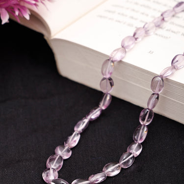 Ensemble Amethyst Aura Gemstone Oval Beads Necklace for Women