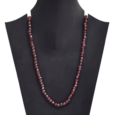 Scarlet Sparkle Natural Garnet Gemstone Diamond Cut Beads Necklace