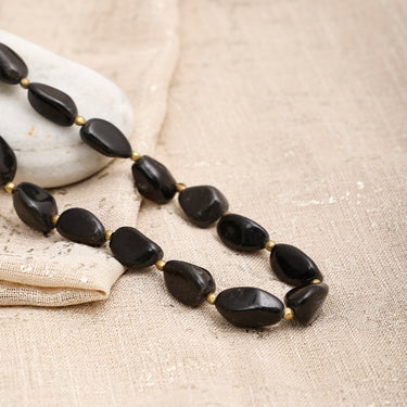 Midnight Serenity Authentic Natural Gemstone Black Agate Necklace for Women