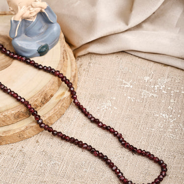 Scarlet Sparkle Natural Garnet Gemstone Diamond Cut Beads Necklace