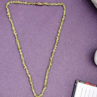 Radiant Elegance: Authentic Green Peridot Gemstone Necklace with Chip Cut Beads for Women