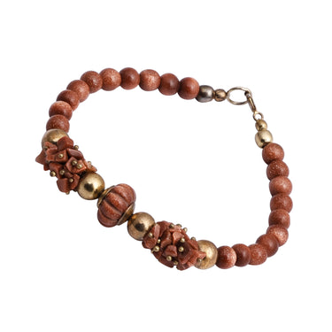 "Golden Glow: Authentic Natural Gold Stone Gemstone Necklace With Bracelet Set for Women