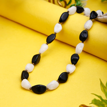 Harmony Noir & Blanc Authentic Natural Black Agate Gemstone Necklace