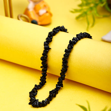 Svelandre - 100% Authentic Natural Black Onyx Gemstone Necklace for Women I Chip Cut Beads
