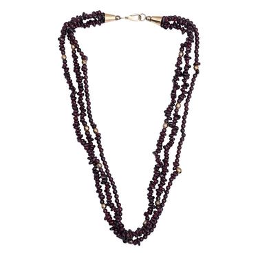 Garnet Elegance Ensemble Triple Line Gemstone Necklace & Bracelet Set