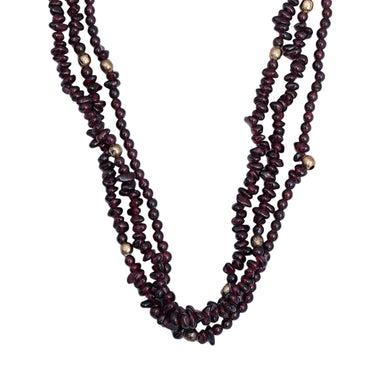 Garnet Elegance Ensemble Triple Line Gemstone Necklace & Bracelet Set