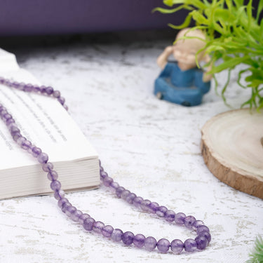 Amethyst Aura: Amethyst Gemstone Necklace for Women I  Round Beads