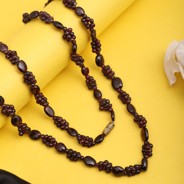 Crimson Bloom Garnet Floral Necklace