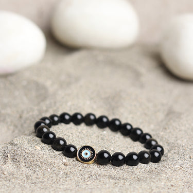 Guardian Black Obsidian Stone Bracelet – The Ultimate Statement of Protection, Clarity, and Grounding with Evil Eye