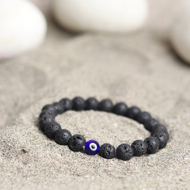 Primal Power: Lava Stone Bracelet with Evil Eye – Embrace Wellness, Balance, and Positive Energy