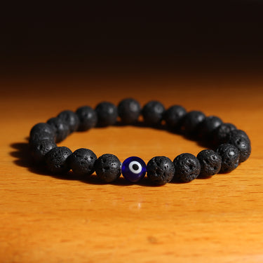 Primal Power: Lava Stone Bracelet with Evil Eye – Embrace Wellness, Balance, and Positive Energy