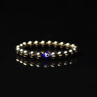 Lustrous Golden Hematite Bracelet with Evil Eye – The Pinnacle of Strength, Protection & Grounding