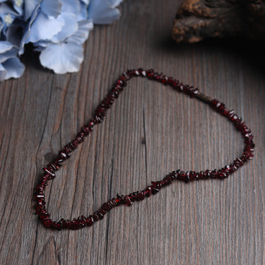 Garnet Gleam Gemstone Necklace in Chip Cut Beads