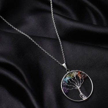 Seven 7 Chakra Tree of Life Medallion Pendant