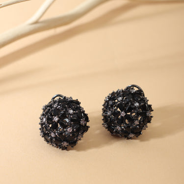 Nocturnal Blossom Black Victorian Polished Stud Earrings