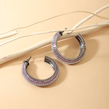 Ethereal Allure Victorian Polished Pink AD Hoop Earrings