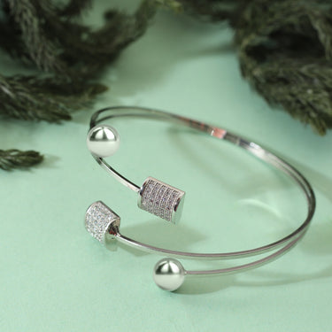 Square Sphere Silver Trio Bracelet