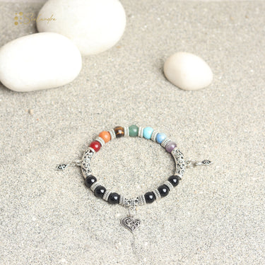 Ultimate Harmony : Seven Chakra Gemstones Charm Bracelet for Balance and Peace