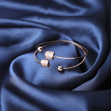 Square Sphere Gold Trio Bracelet