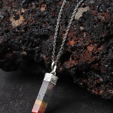 Chakra Cascade: Seven 7 Chakra Pendant With Chain for Wellness,Balance,Positive Energy & Healing