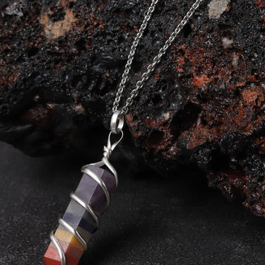 Chakra Harmony: Seven 7 Chakra Gemstone Pendant for Wellness,Balance,Positive Energy & Healing