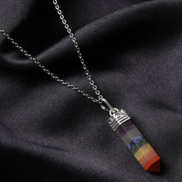 Chakra Cascade: Seven 7 Chakra Pendant With Chain for Wellness,Balance,Positive Energy & Healing