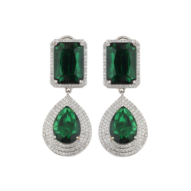 Mystic Emerald Luminaire" Silver Dangler Earrings