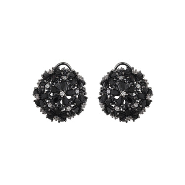 Nocturnal Blossom Black Victorian Polished Stud Earrings