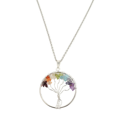 Seven 7 Chakra Tree of Life Medallion Pendant