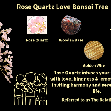 Rose Quartz Love Bonsai Tree - Natural Gemstone for Compassion &  Emotional Healing