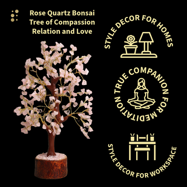 Rose Quartz Love Bonsai Tree - Natural Gemstone for Compassion &  Emotional Healing