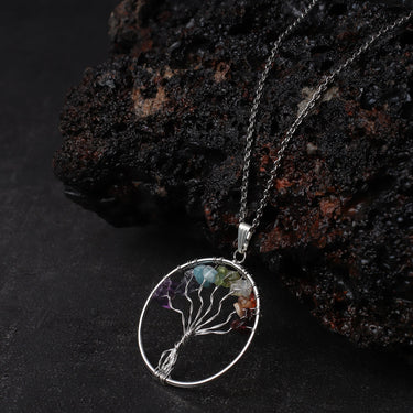 Seven 7 Chakra Tree of Life Medallion Pendant