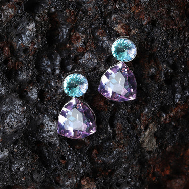 Twilight Prism Treasures Iris Purple and Mint Austrian Crystal Earring