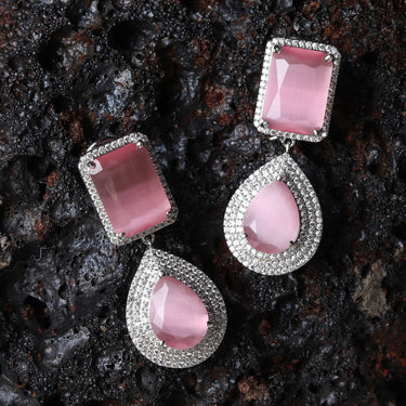 Blush Pink Elegance Silver Dangle Earring